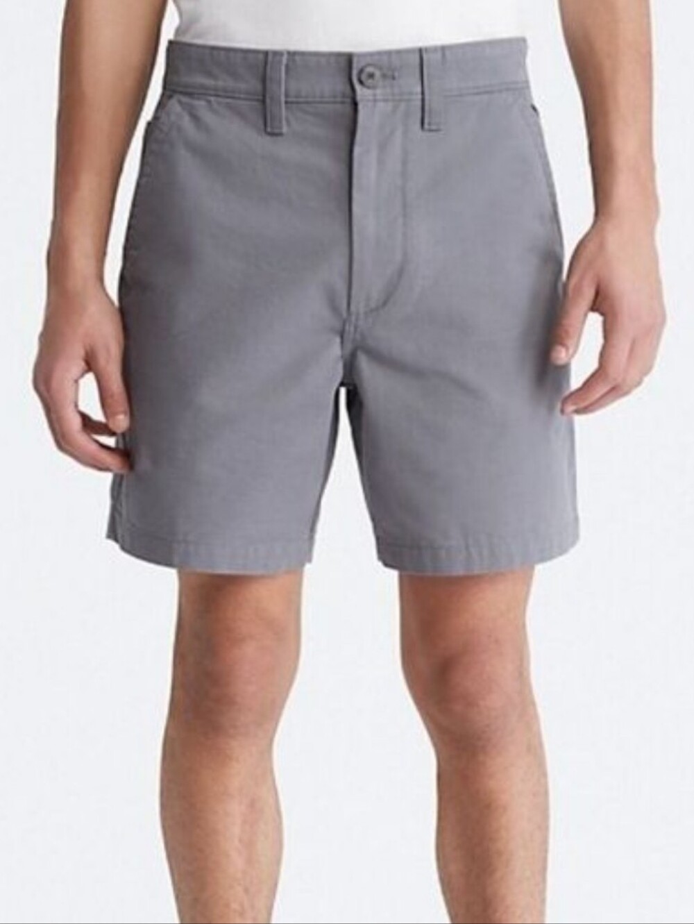 CALVIN KLEIN Men's Grey Cotton Flat Front Mid length Shorts Size 30
